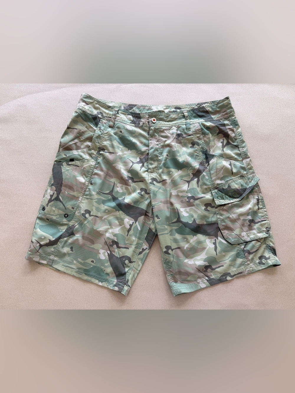 AFTCO — Men’s Tactical Fishing Shorts - Green Camouflage — Size 38